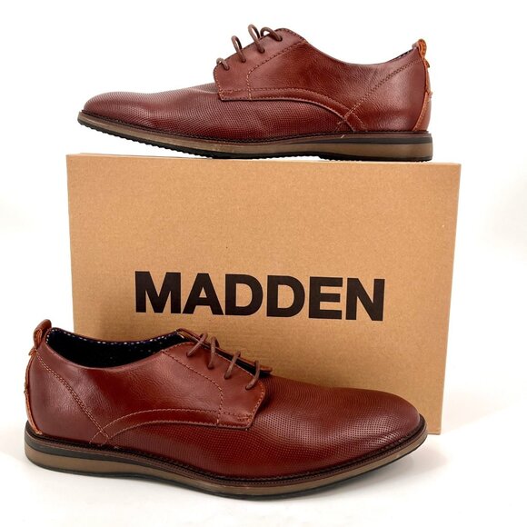 Madden Men Hainz Oxford Shoes Size 12 Brown PU Upper Lace-Up Dress Shoes - Picture 1 of 15